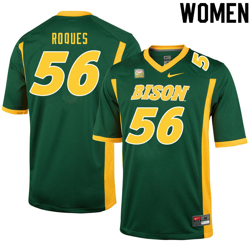 Women #56 Loshiaka Roques North Dakota State Bison College Football Jerseys Sale-Green